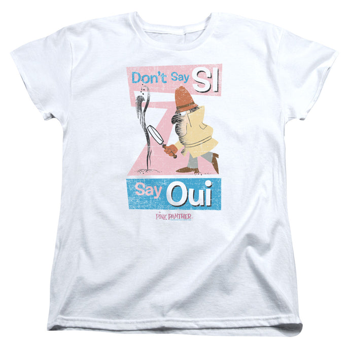 Pink Panther Say Oui Womens T Shirt White