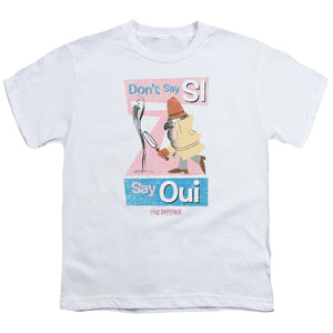 Pink Panther Say Oui Kids Youth T Shirt White