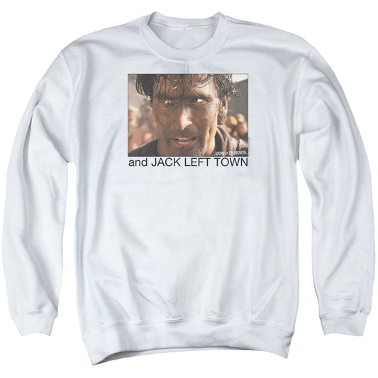 Army Of Darkness Jack Left Town Mens Crewneck Sweatshirt White