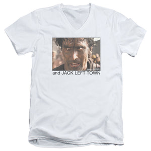Army Of Darkness Jack Left Town Mens Slim Fit V-Neck T Shirt White