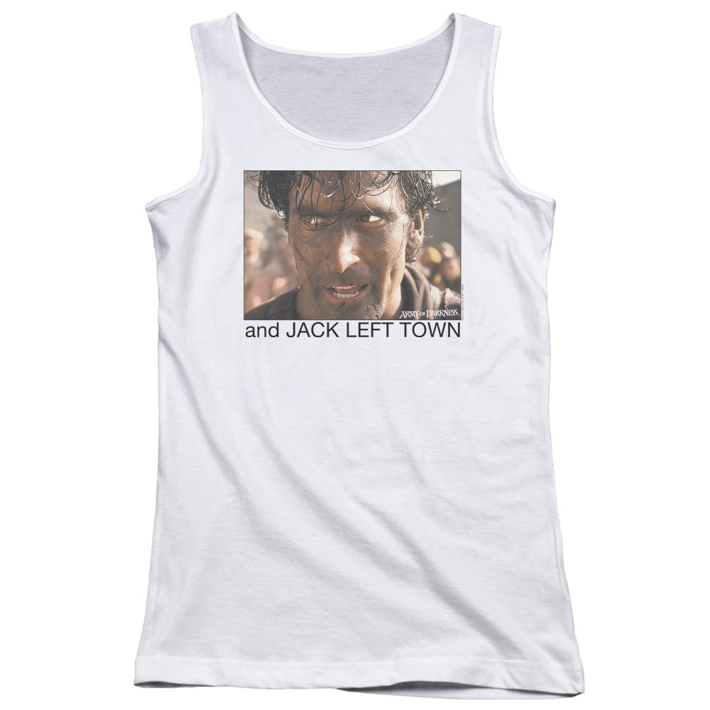 Army Of Darkness Jack Left Town Womens Tank Top Shirt White