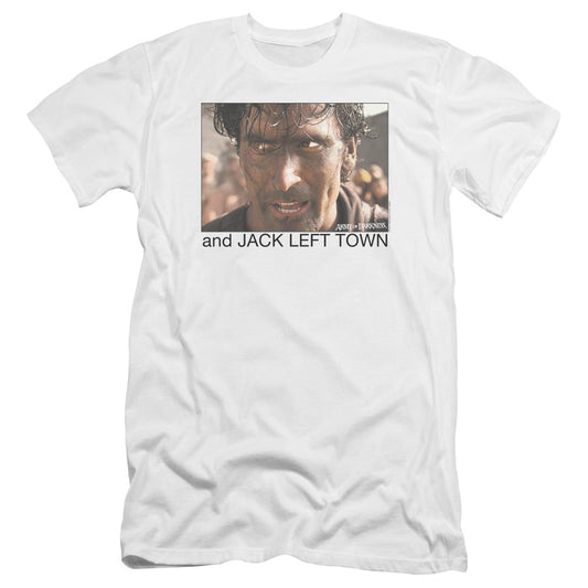 Army Of Darkness Jack Left Town Premium Bella Canvas Slim Fit Mens T Shirt White