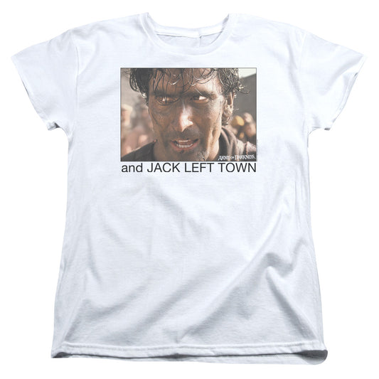 Army Of Darkness Jack Left Town Womens T Shirt White