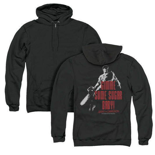 Army Of Darkness Sugar Back Print Zipper Mens Hoodie Black