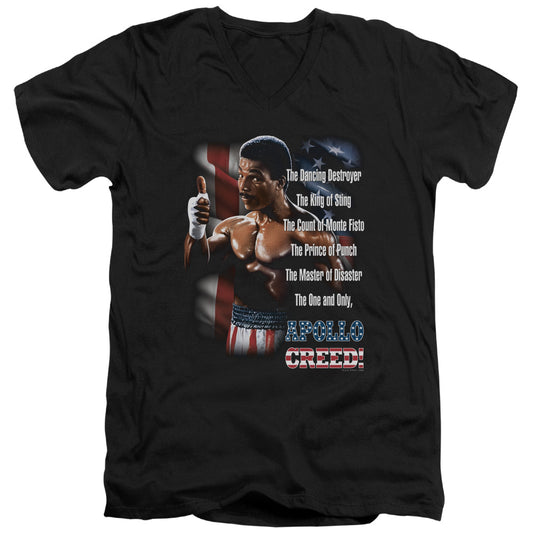Rocky II The One And Only Mens Slim Fit V-Neck T Shirt Black