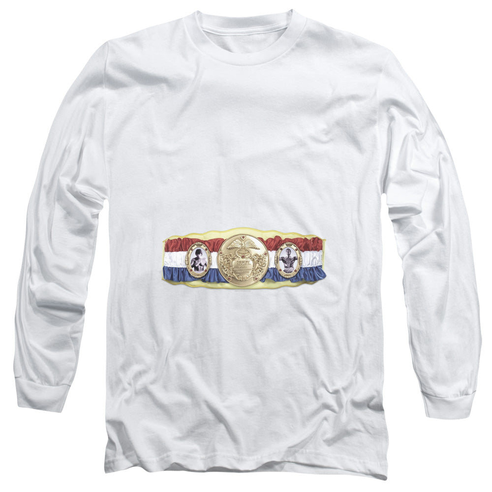 Rocky Championship Belt (Bottom Front) Mens Long Sleeve Shirt White