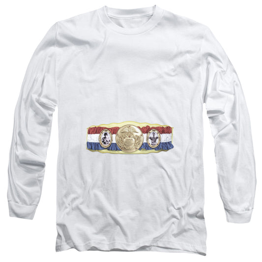 Rocky Championship Belt (Bottom Front) Mens Long Sleeve Shirt White
