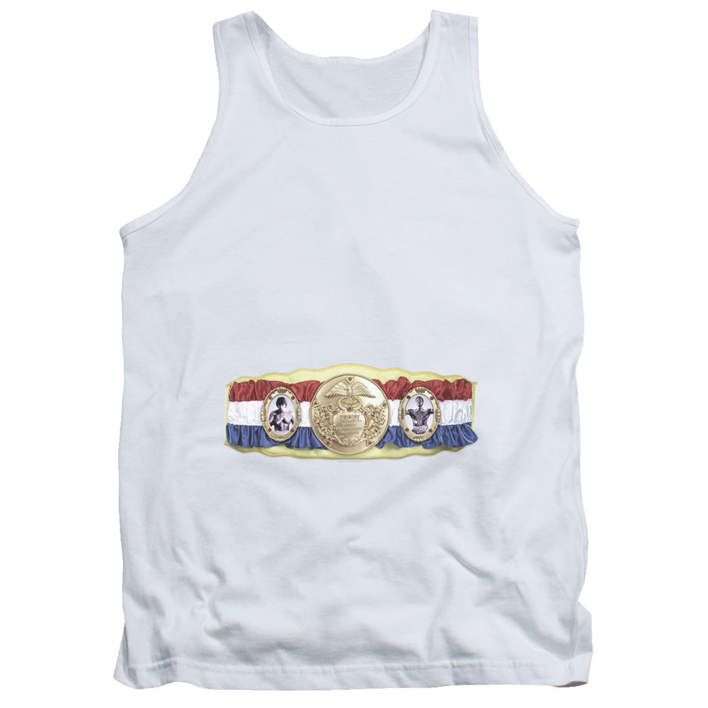 Rocky Championship Belt (Bottom Front) Mens Tank Top Shirt White