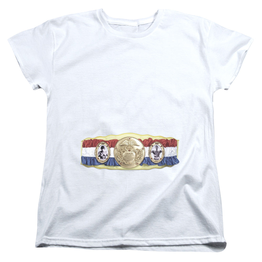 Rocky Championship Belt (Bottom Front) Womens T Shirt White