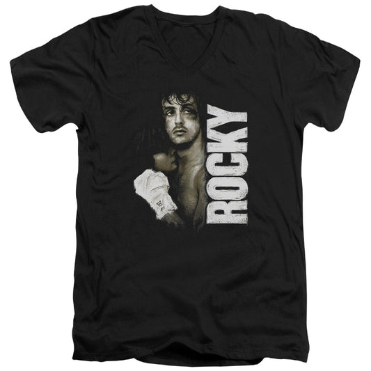 Rocky Painted Rocky Mens Slim Fit V-Neck T Shirt Black