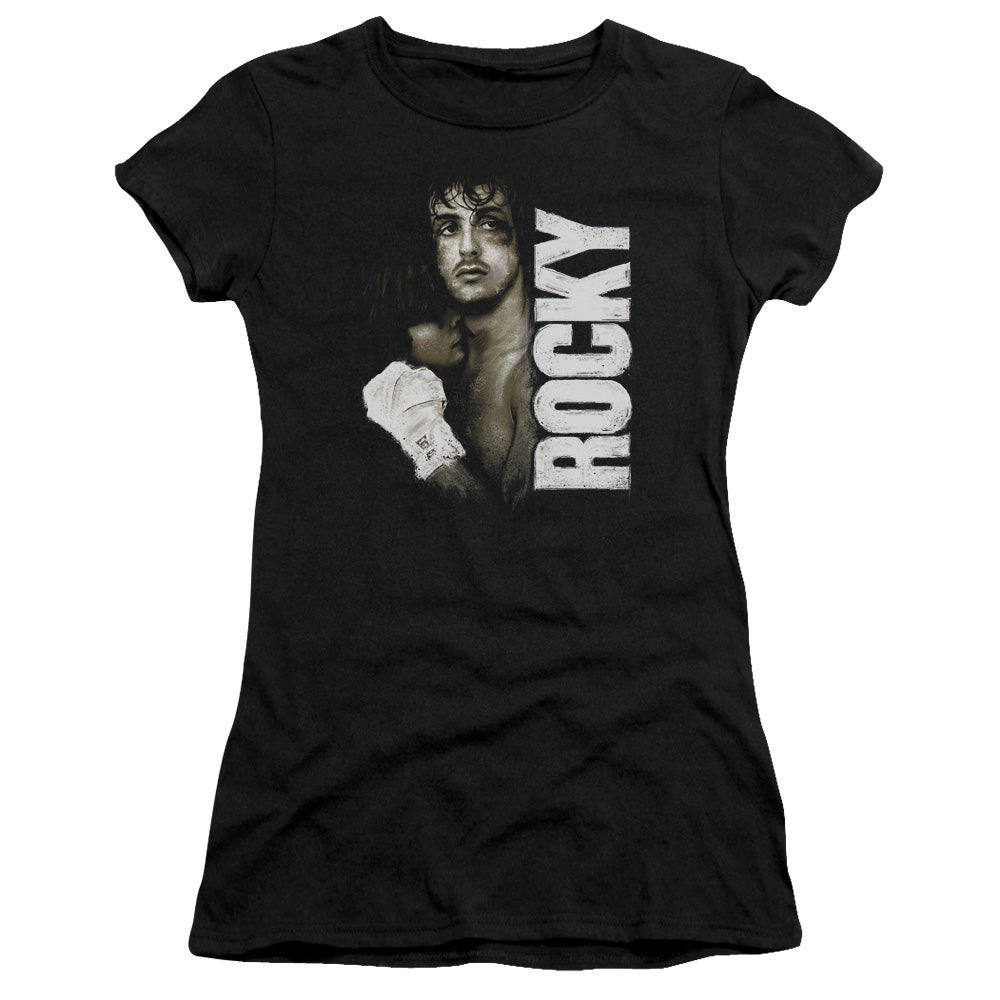 Rocky Painted Rocky Junior Sheer Cap Sleeve Womens T Shirt Black