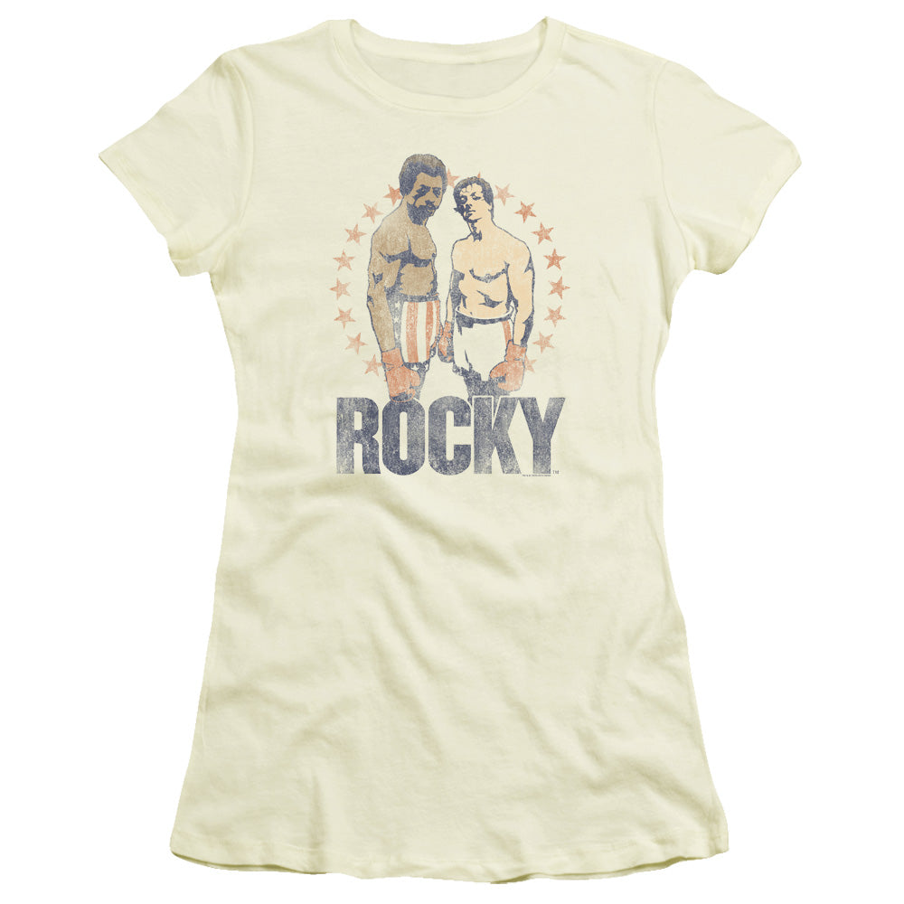 Rocky Creed And Balboa Junior Sheer Cap Sleeve Womens T Shirt Cream