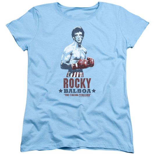 Rocky Balboa Womens T Shirt Light Blue