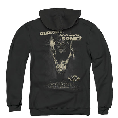 Army Of Darkness Want Some Back Print Zipper Mens Hoodie Black