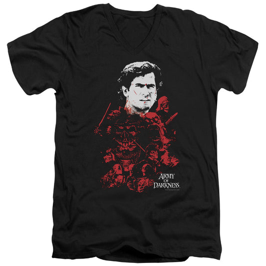 Army Of Darkness Pile Of Baddies Mens Slim Fit V-Neck T Shirt Black