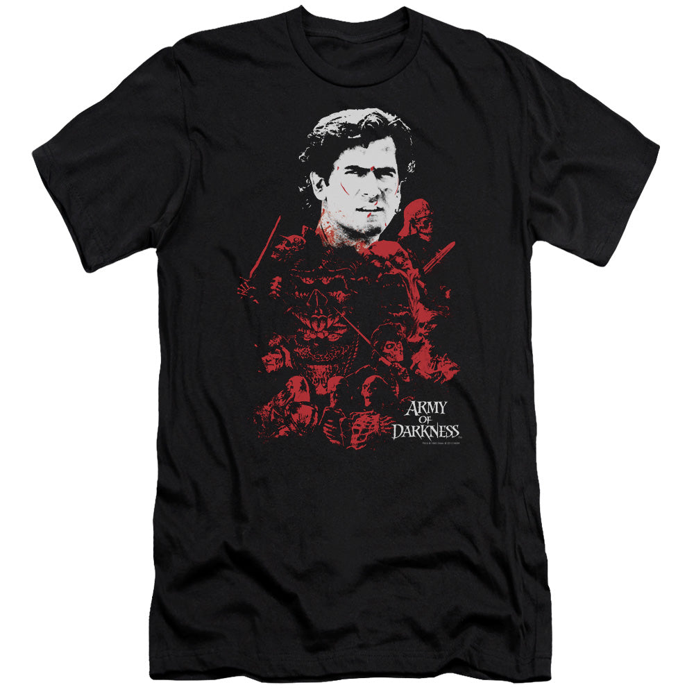 Army Of Darkness Pile Of Baddies Premium Bella Canvas Slim Fit Mens T Shirt Black