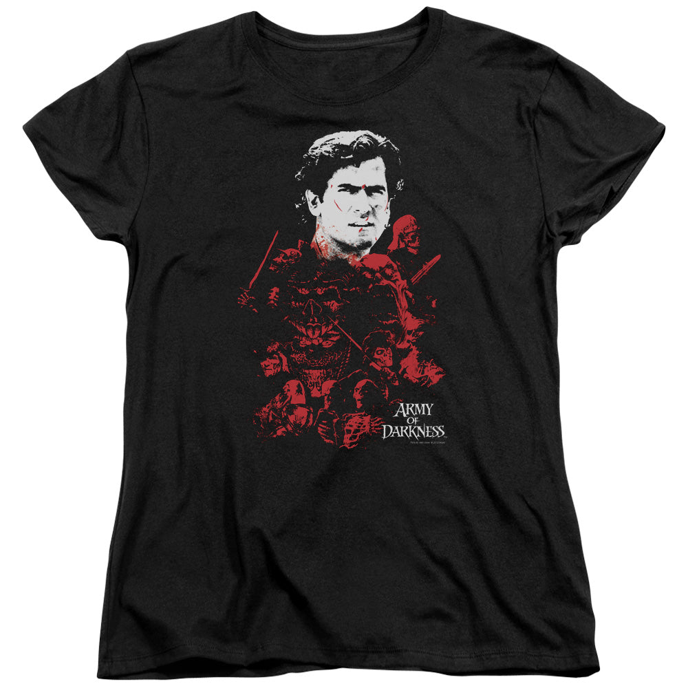 Army Of Darkness Pile Of Baddies Womens T Shirt Black