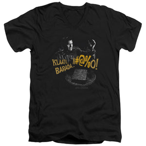 Army Of Darkness Klaatu… Barada Mens Slim Fit V-Neck T Shirt Black