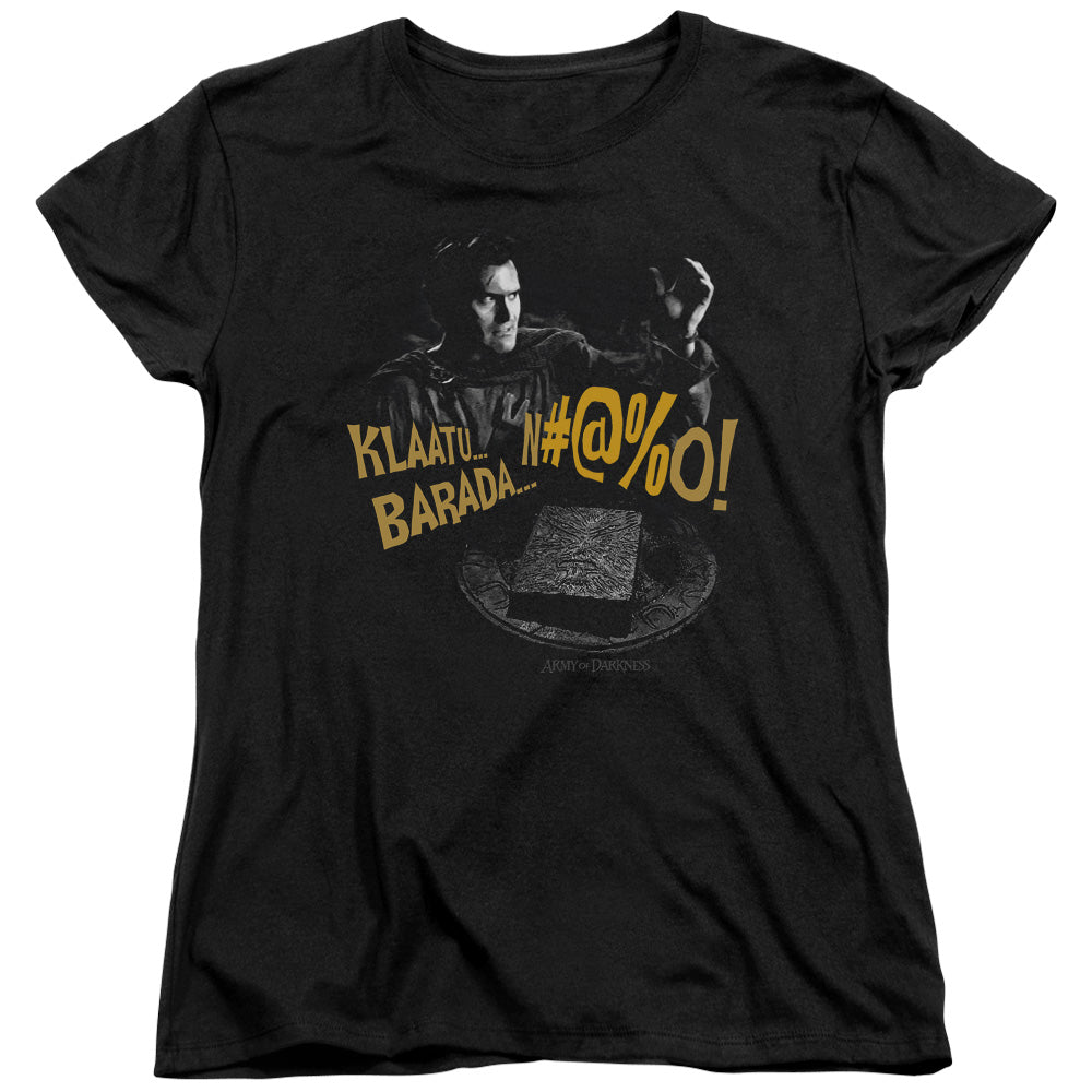 Army Of Darkness Klaatu… Barada Womens T Shirt Black