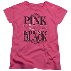 Pink Panther The New Black Womens T Shirt Hot Pink