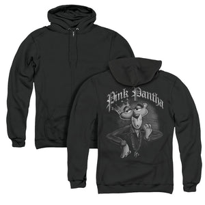 Pink Panther Pink Pantha Back Print Zipper Mens Hoodie Black