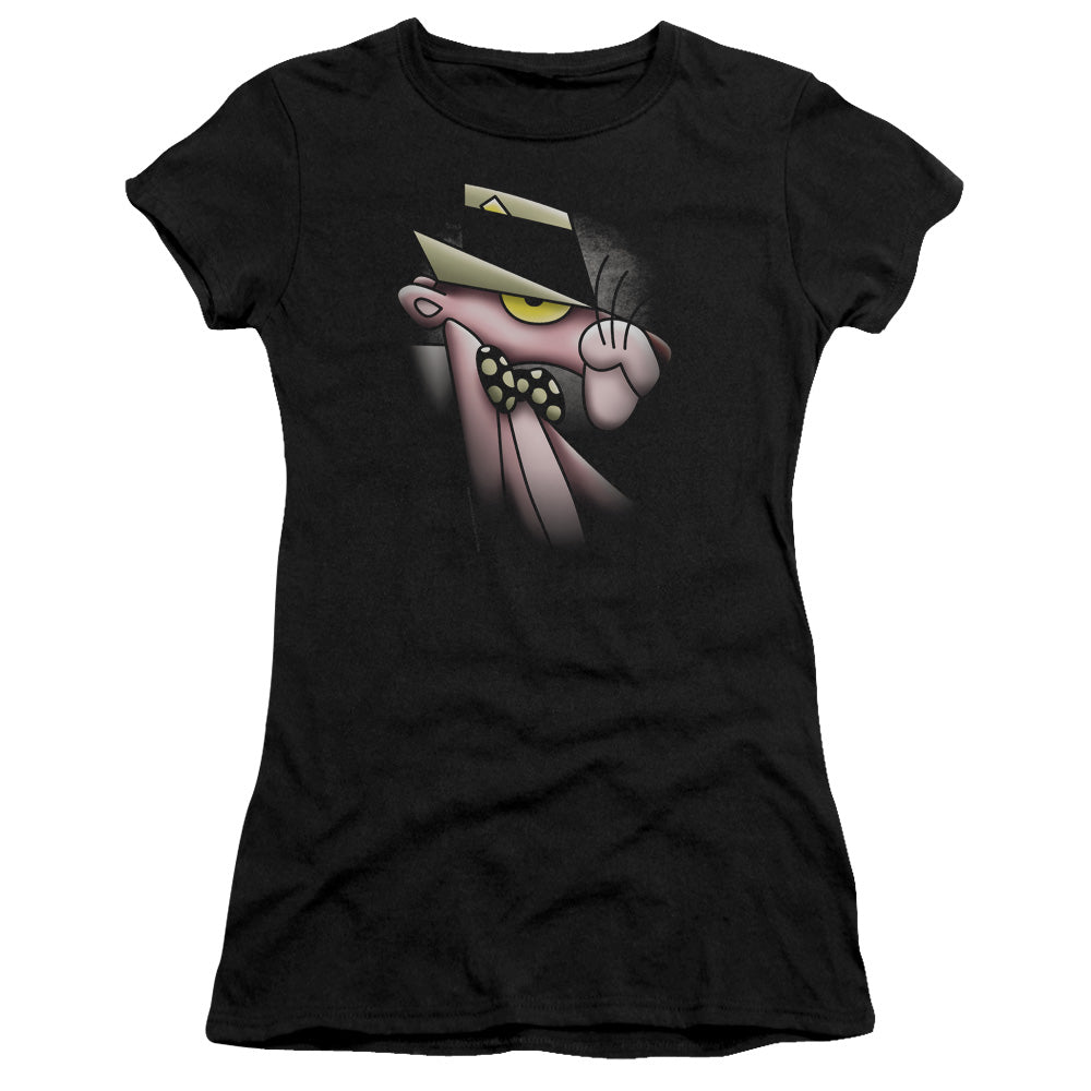 Pink Panther Ooth Panther Junior Sheer Cap Sleeve Womens T Shirt Black