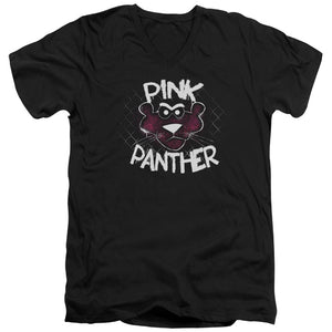 Pink Panther Spray Panther Mens Slim Fit V-Neck T Shirt Black