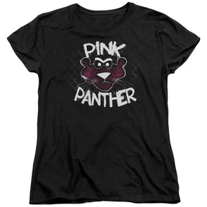 Pink Panther Spray Panther Womens T Shirt Black