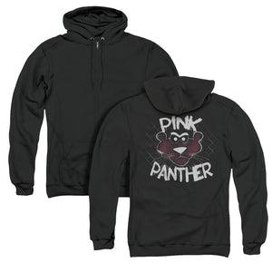 Pink Panther Spray Panther Back Print Zipper Mens Hoodie Black