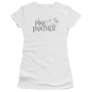 Pink Panther Sketch Logo Junior Sheer Cap Sleeve Womens T Shirt White