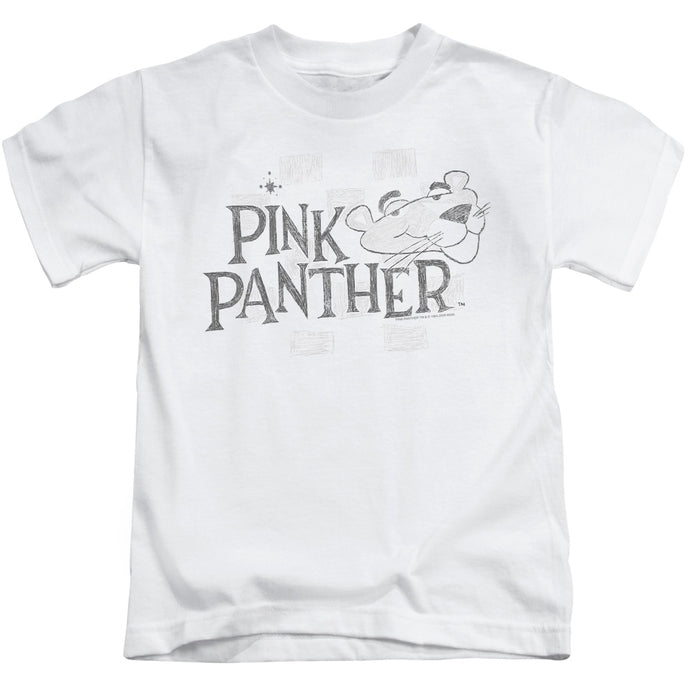 Pink Panther Sketch Logo Juvenile Kids Youth T Shirt White