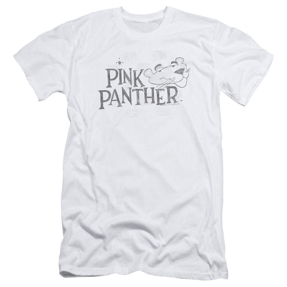 Pink Panther Sketch Logo Slim Fit Mens T Shirt White