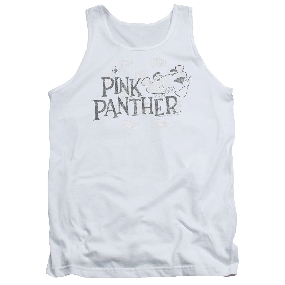 Pink Panther Sketch Logo Mens Tank Top Shirt White