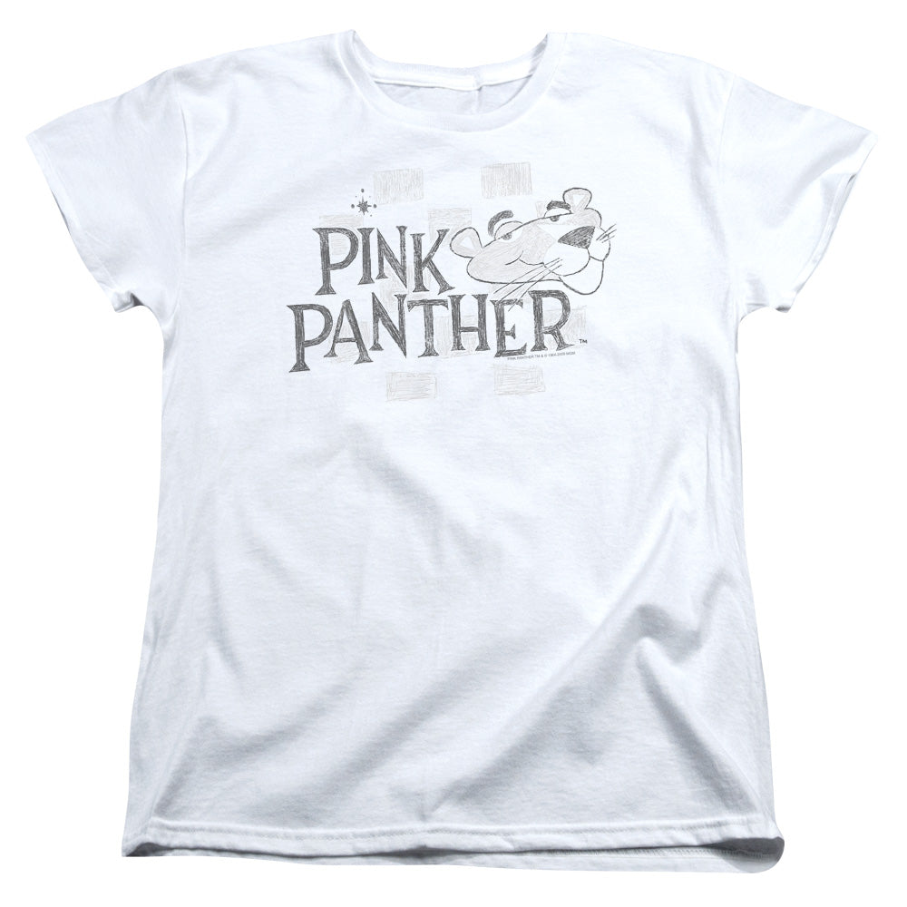 Pink Panther Sketch Logo Womens T Shirt White