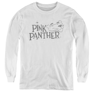 Pink Panther Sketch Logo Long Sleeve Kids Youth T Shirt White