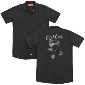 Pink Panther Cool Catback Print Mens Work Shirt Black