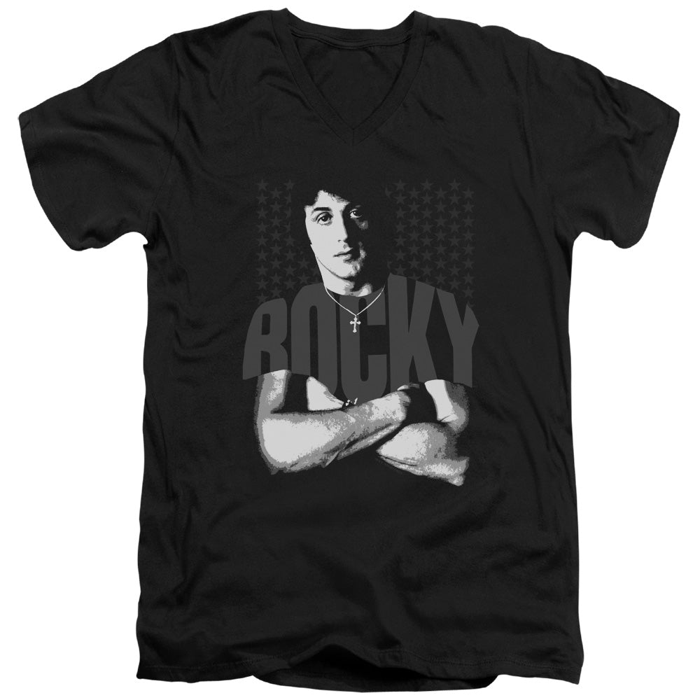 Rocky Shirt Mens Slim Fit V-Neck T Shirt Black