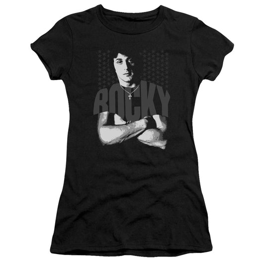 Rocky Shirt Junior Sheer Cap Sleeve Womens T Shirt Black