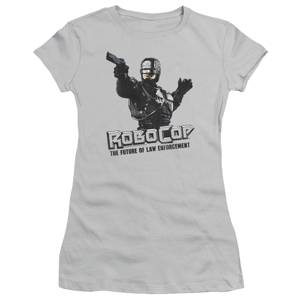 Robocop Future Of Law Junior Sheer Cap Sleeve Womens T Shirt Silver