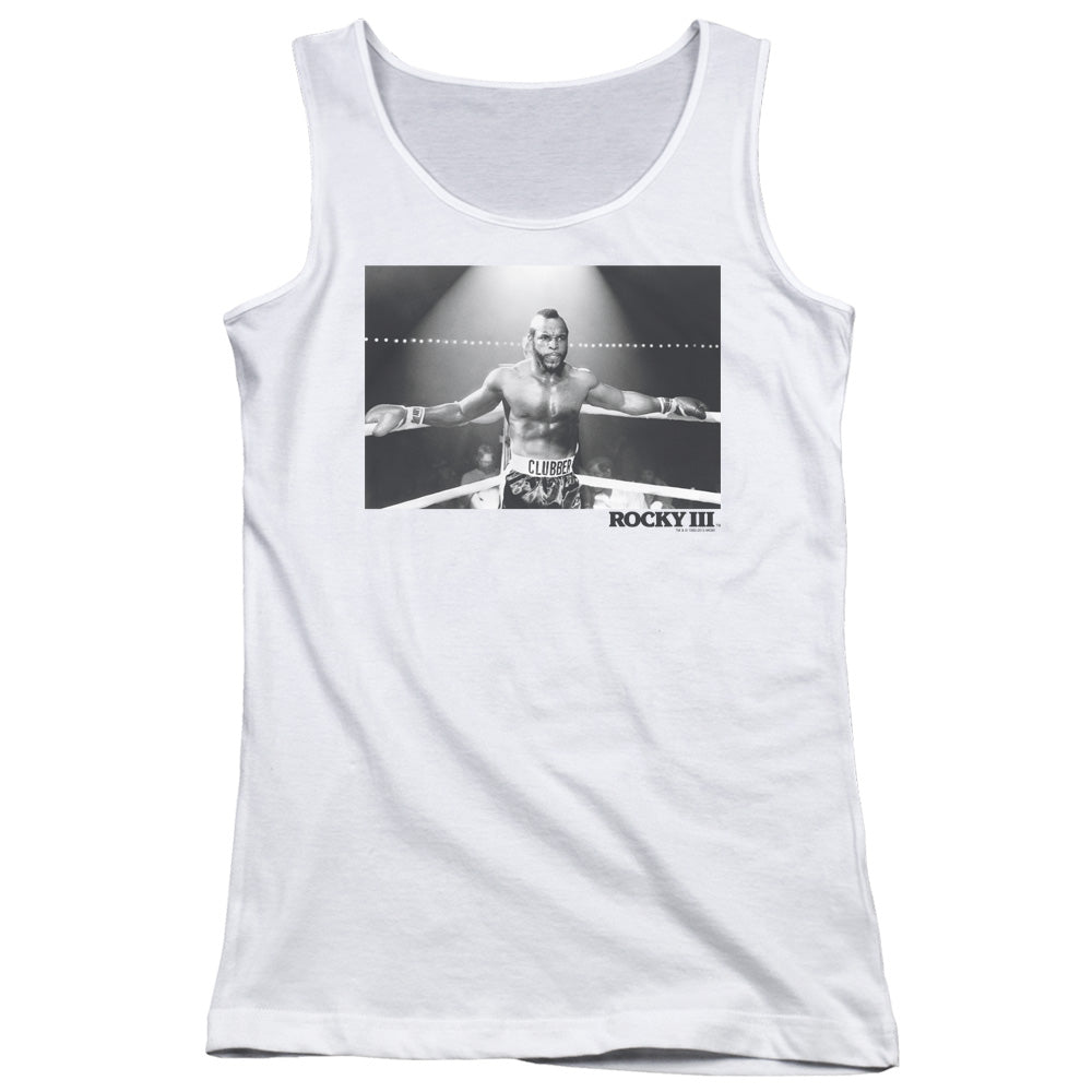 Rocky III Clubber Square Womens Tank Top Shirt White