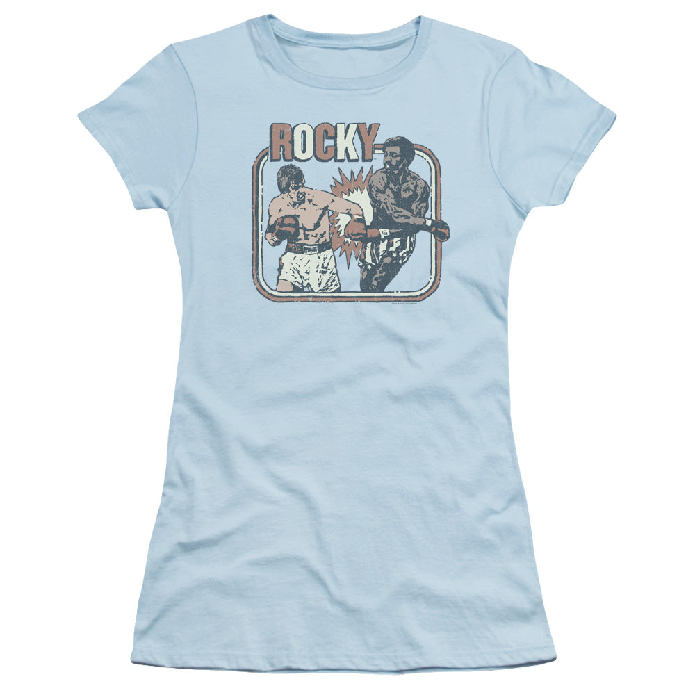 Rocky Big Fight Junior Sheer Cap Sleeve Womens T Shirt Light Blue