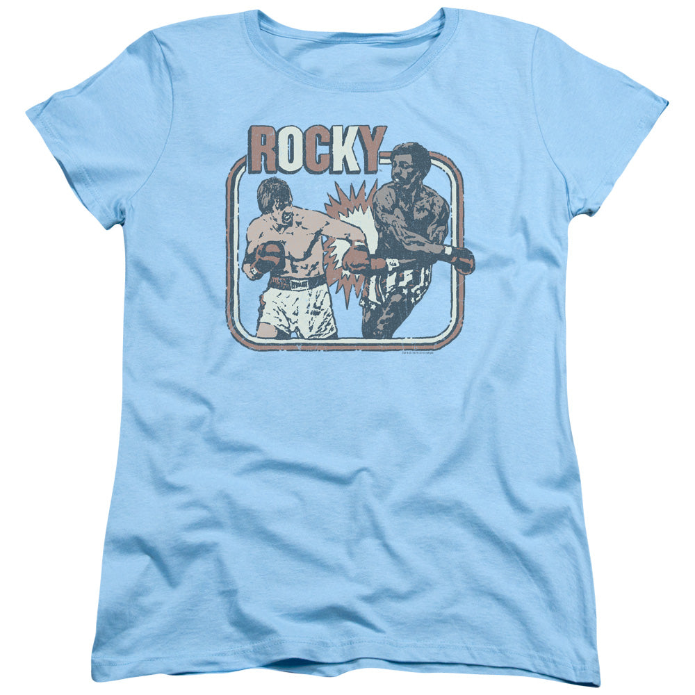 Rocky Big Fight Womens T Shirt Light Blue