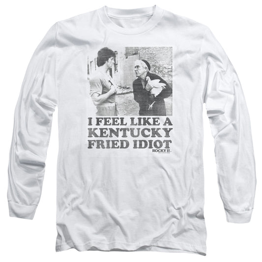 Rocky Fried Idiot Mens Long Sleeve Shirt White