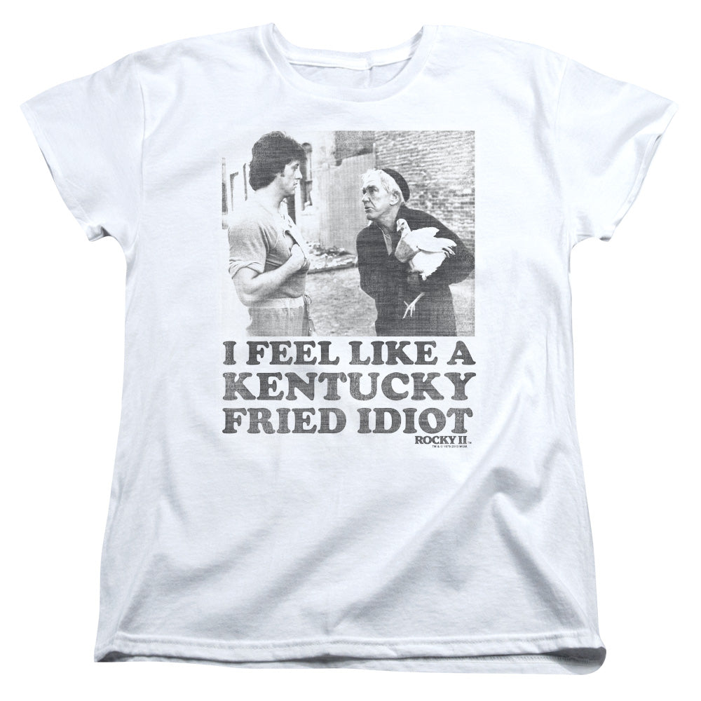 Rocky Fried Idiot Womens T Shirt White