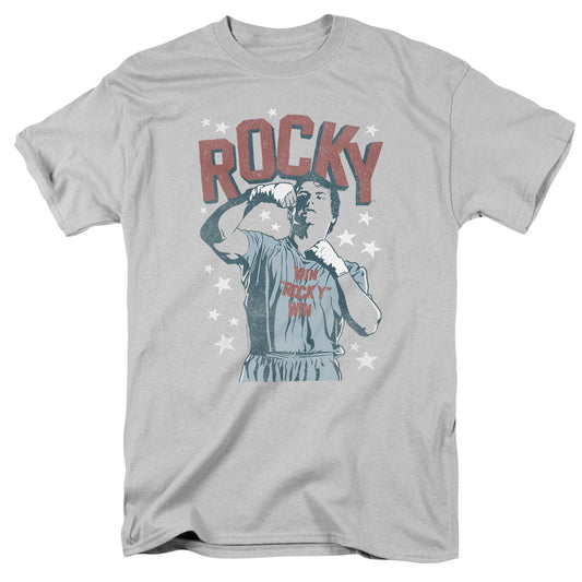 Rocky In Training Mens T Shirt Silver