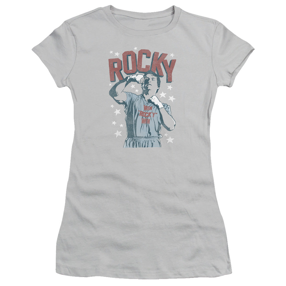 Rocky In Training Junior Sheer Cap Sleeve Womens T Shirt Silver