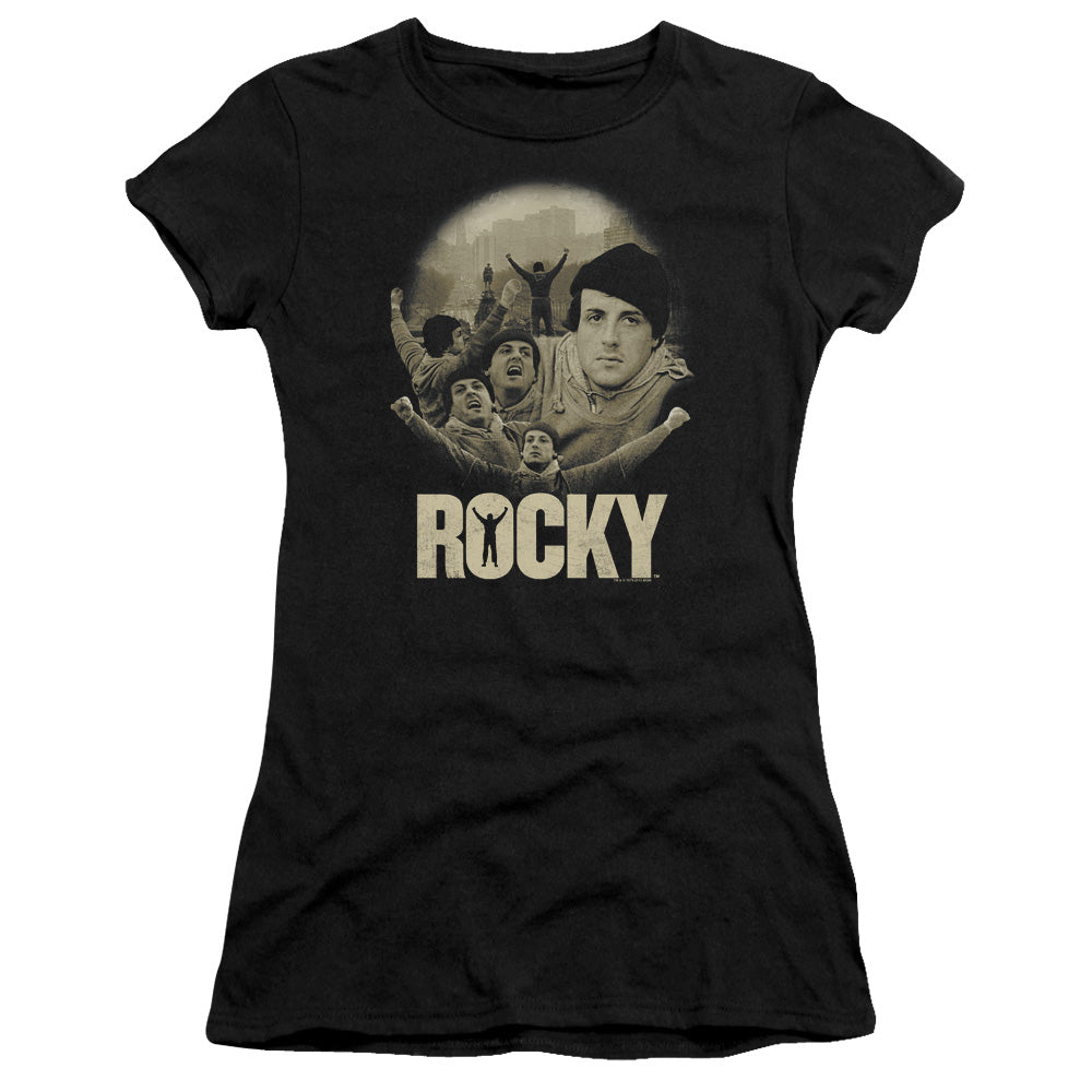 Rocky Feeling Strong Junior Sheer Cap Sleeve Womens T Shirt Black