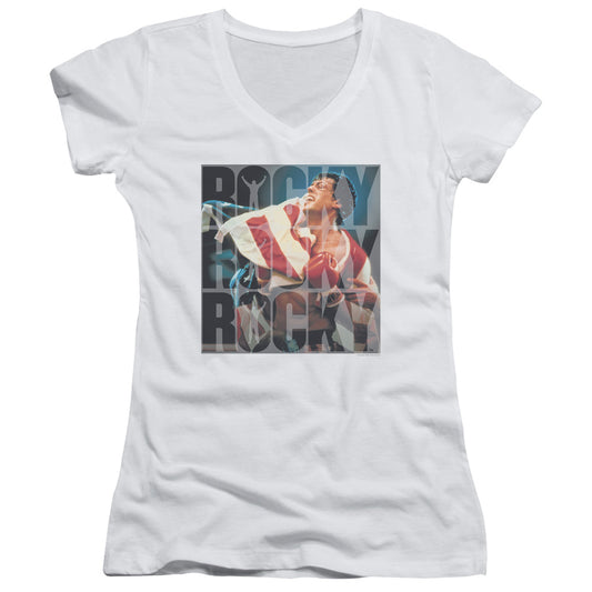 Rocky Chant Junior Sheer Cap Sleeve V-Neck Womens T Shirt White