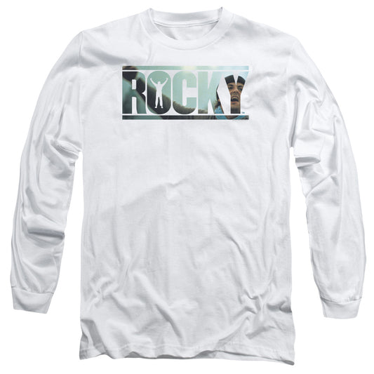 Rocky Cutout Logo Mens Long Sleeve Shirt White