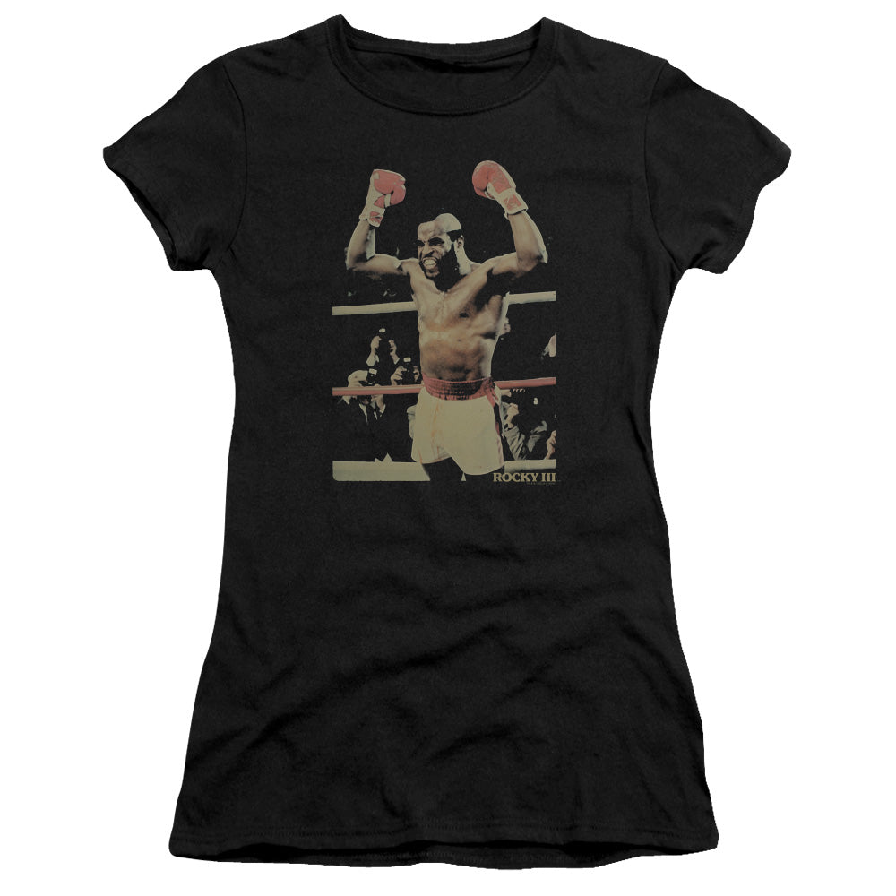 Rocky III Clubber Junior Sheer Cap Sleeve Womens T Shirt Black